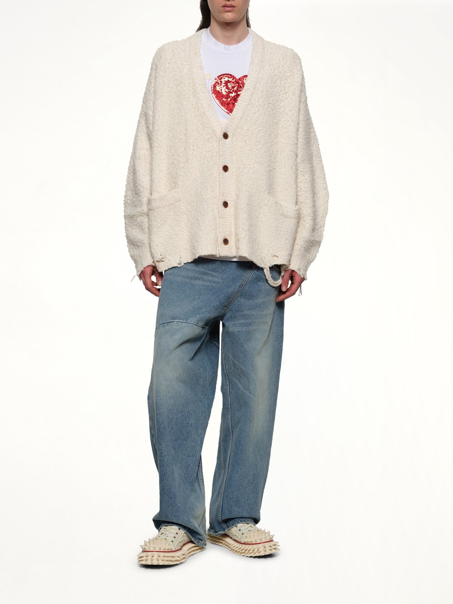 DOUBLET Backbone Knit Cardigan (Ivory)