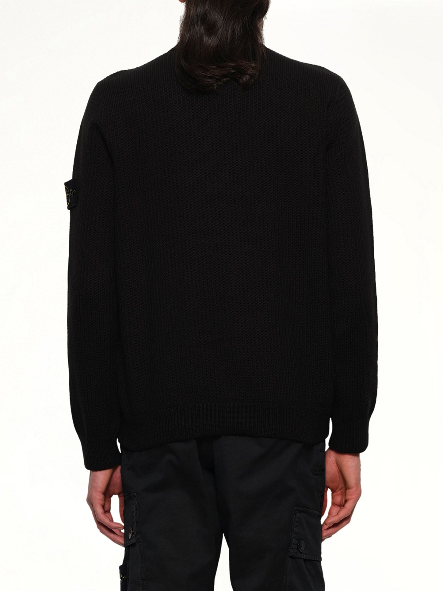 STONE ISLAND 510004 Wool Crew Neck Sweater (Black)