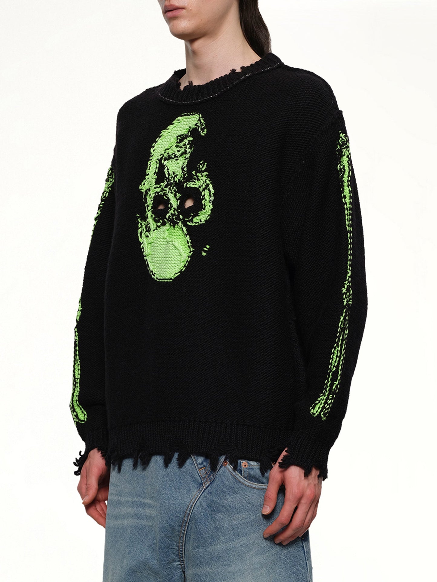 DOUBLET Glow-In-The-Dark Skull Knit Pullover (Black)