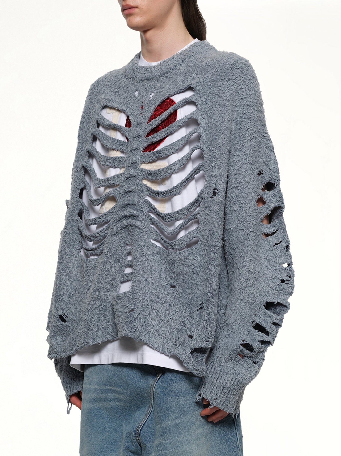 DOUBLET Ribcage Knit Pullover (Blue)