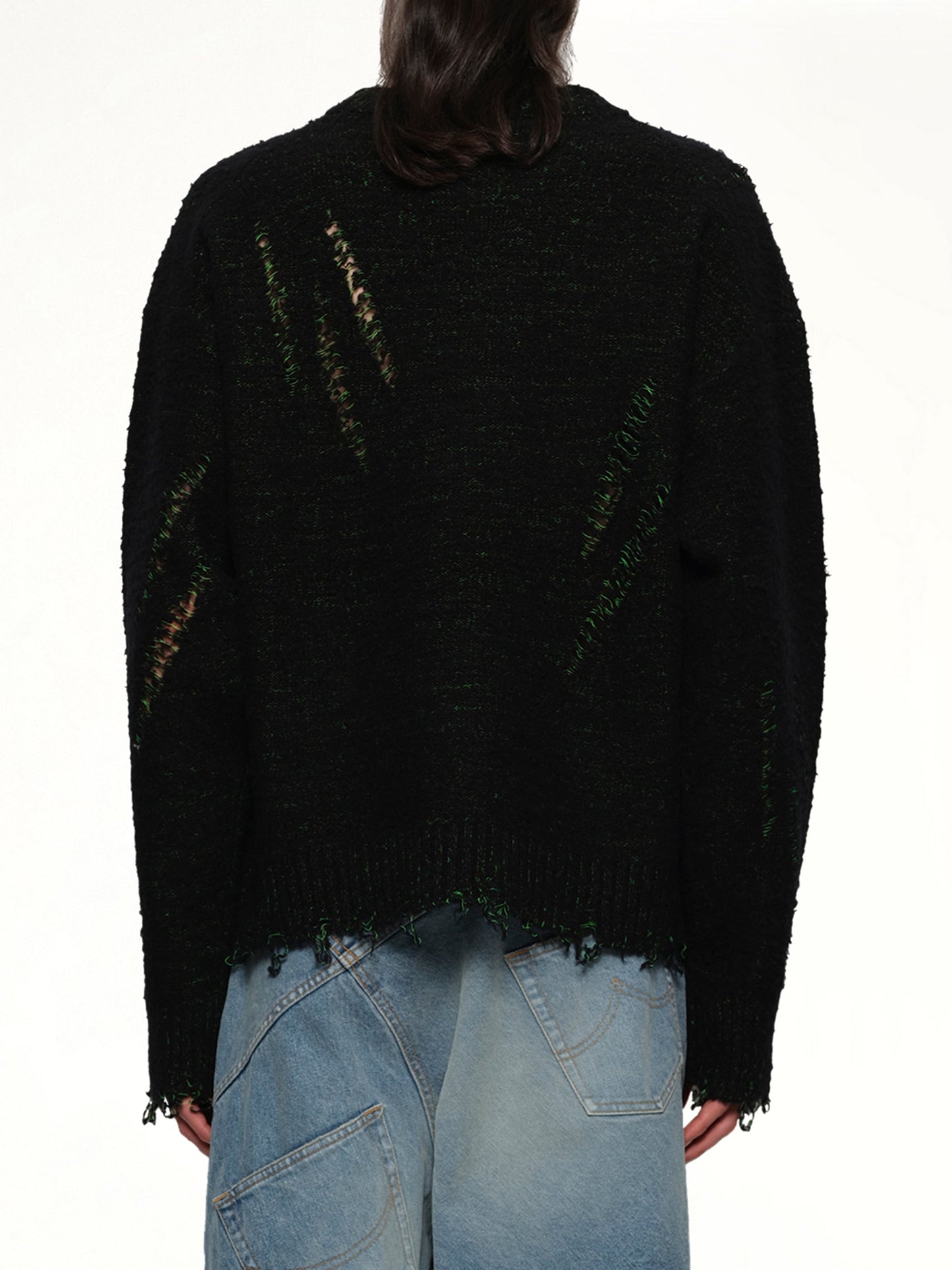 DOUBLET Skelton Scratch Knit Pullover (Black)