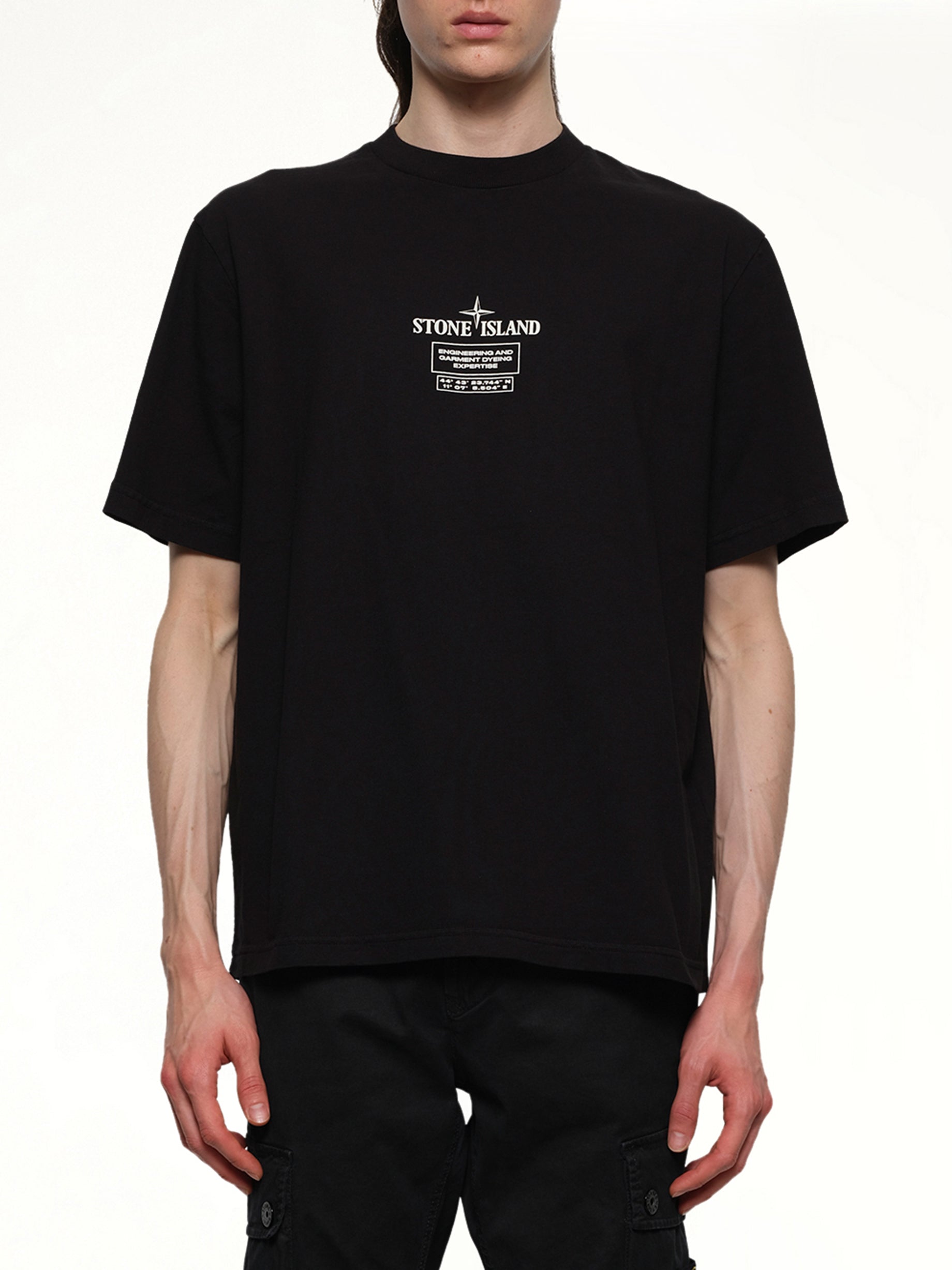 Image of T-Shirts. Product name - 210003 02 Industrial Logos S/S T-Shirt in Black colour by brand - STONE ISLAND