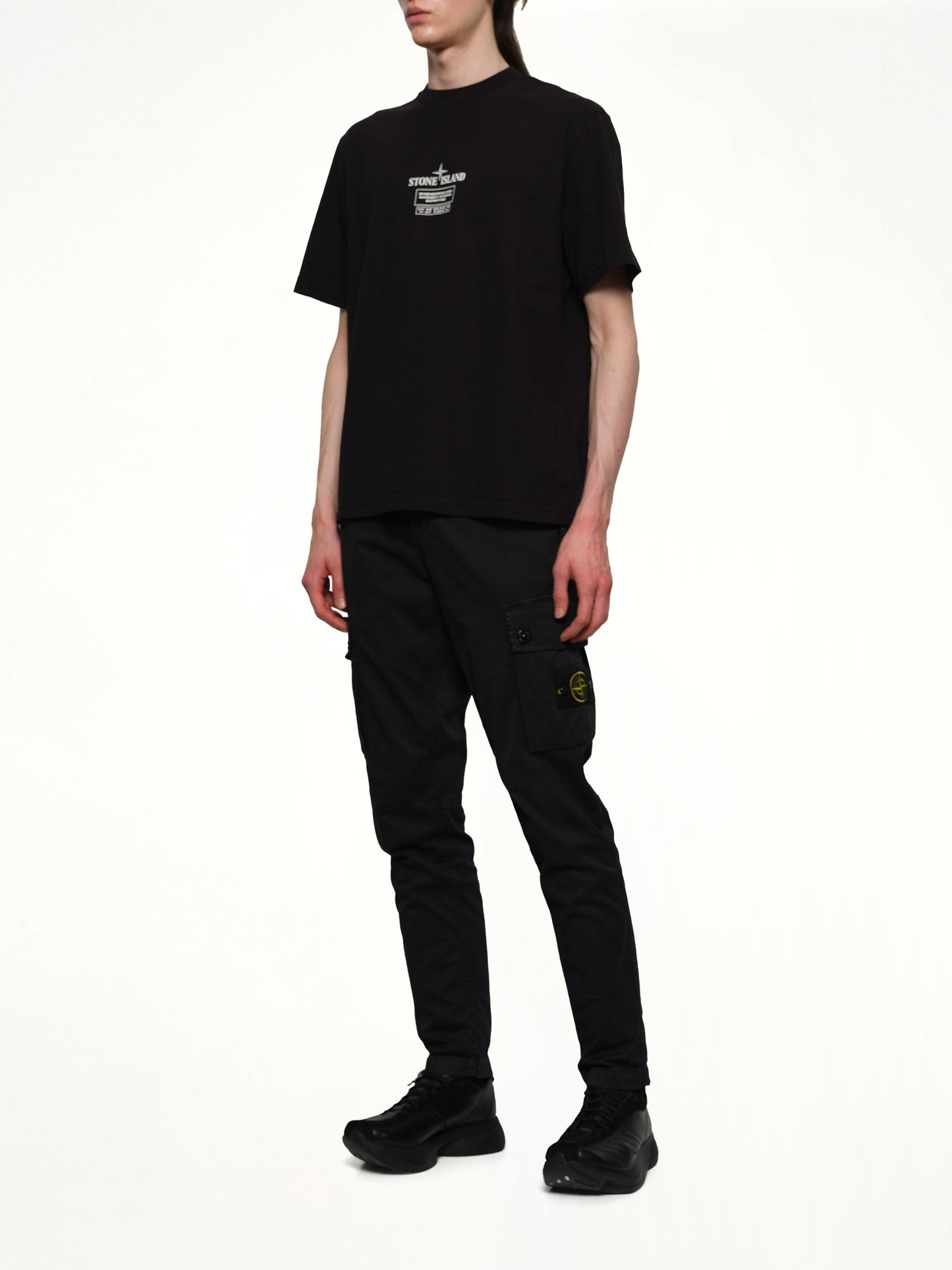 STONE ISLAND 210003 02 Industrial Logos S/S T-Shirt (Black)