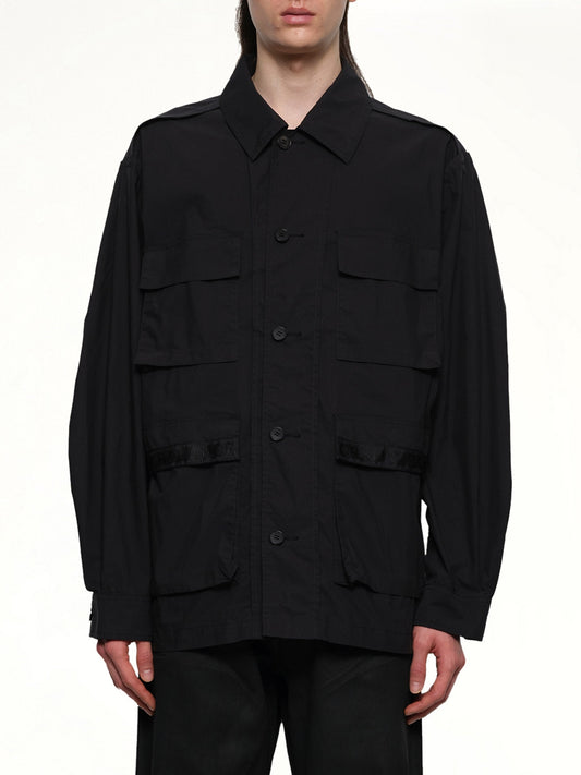 Image of a model wearing Tops. Productname: UNDERCOVER Pocket Shirt in BLACK colour by brand - UNDERCOVER