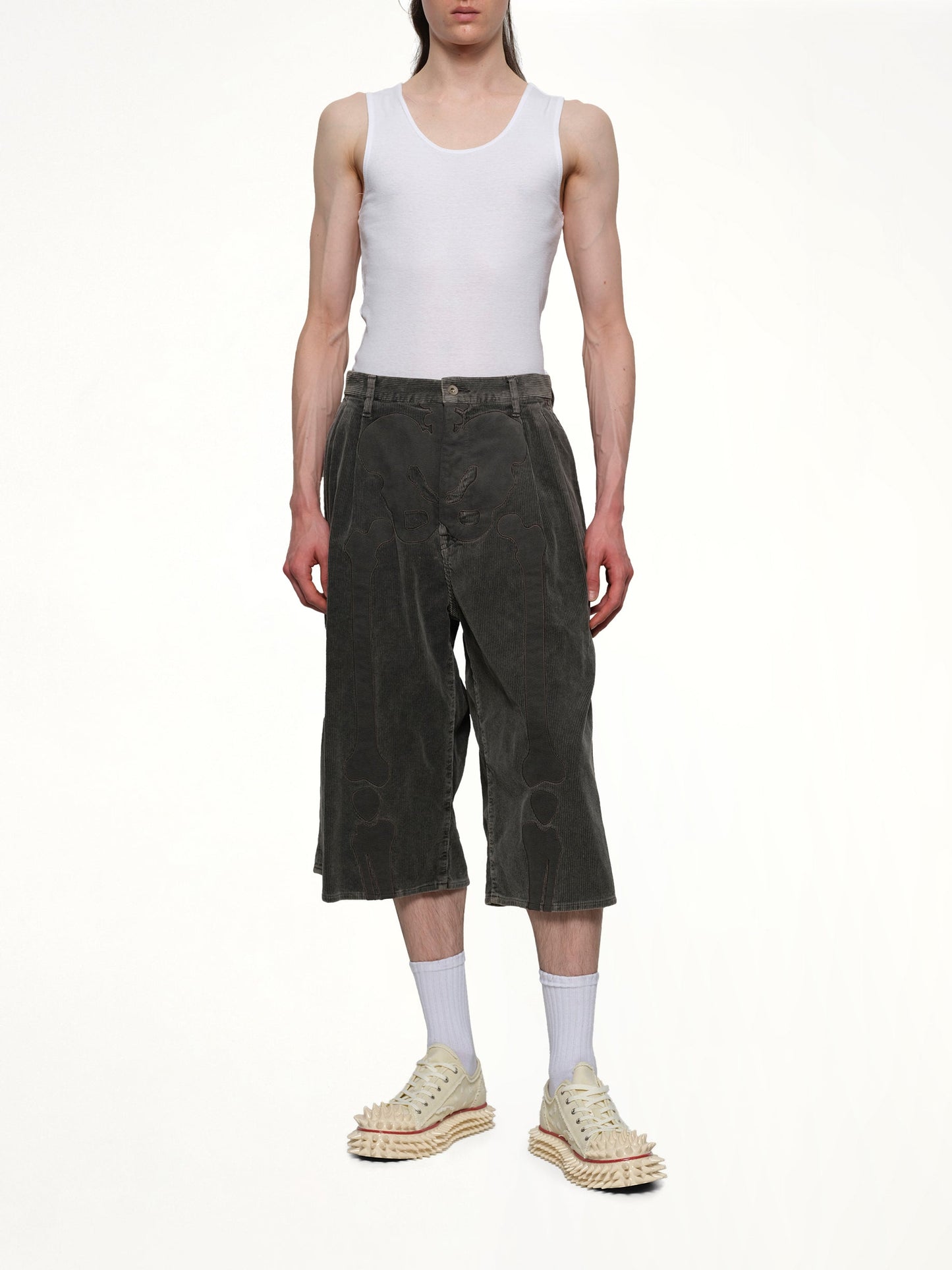 DOUBLET Bone Applique Corduroy Croppedpants (Grey)