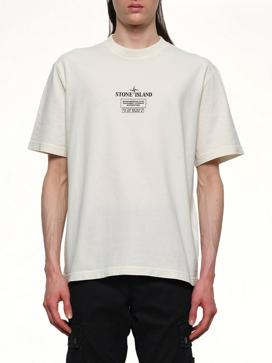 Image of T-Shirts. Product name - 210003 02 Industrial Logos S/S T-Shirt in Ivory colour by brand - STONE ISLAND