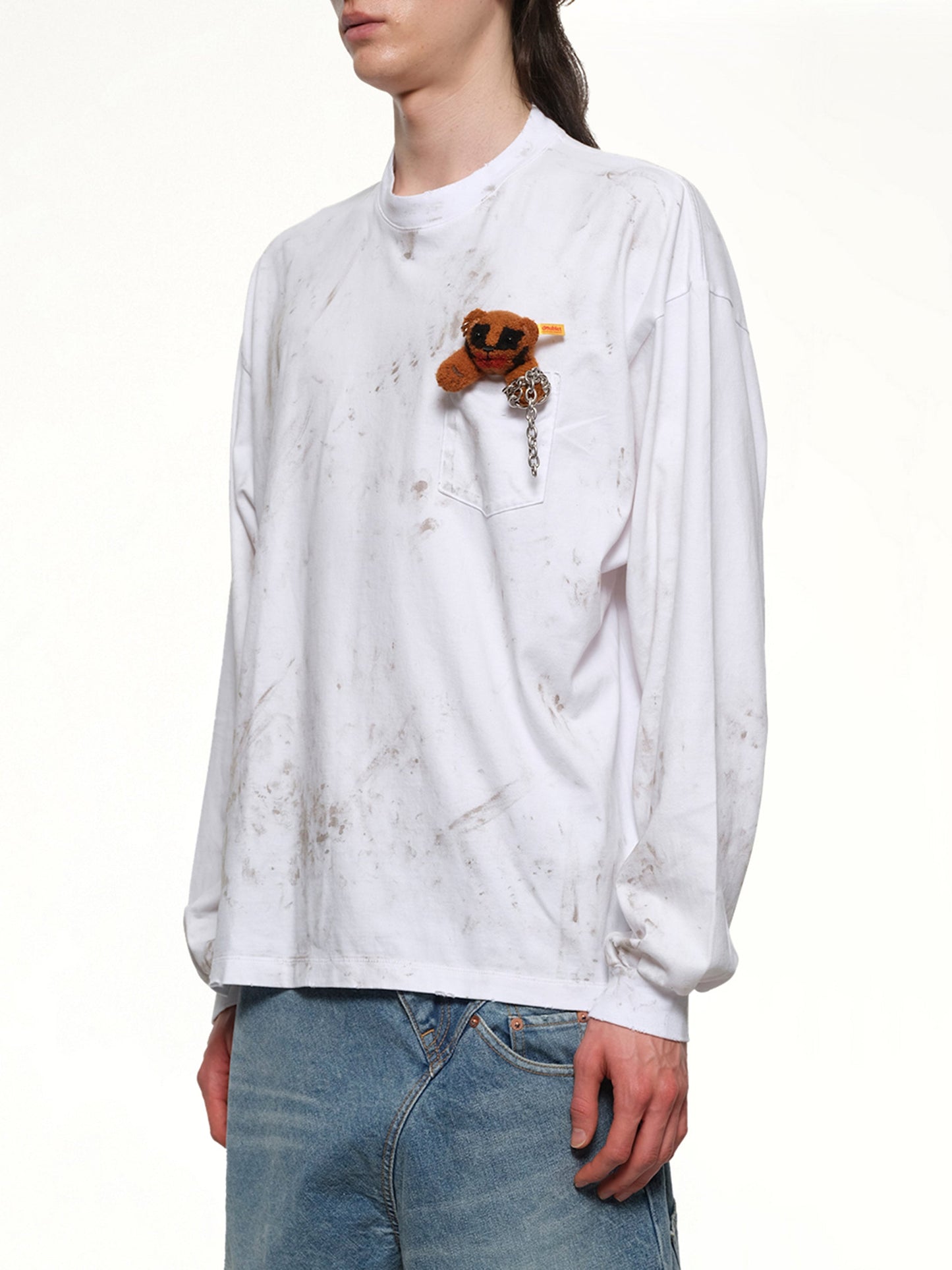 DOUBLET Long Sleeve T-Shirt With Villain Bear (White)
