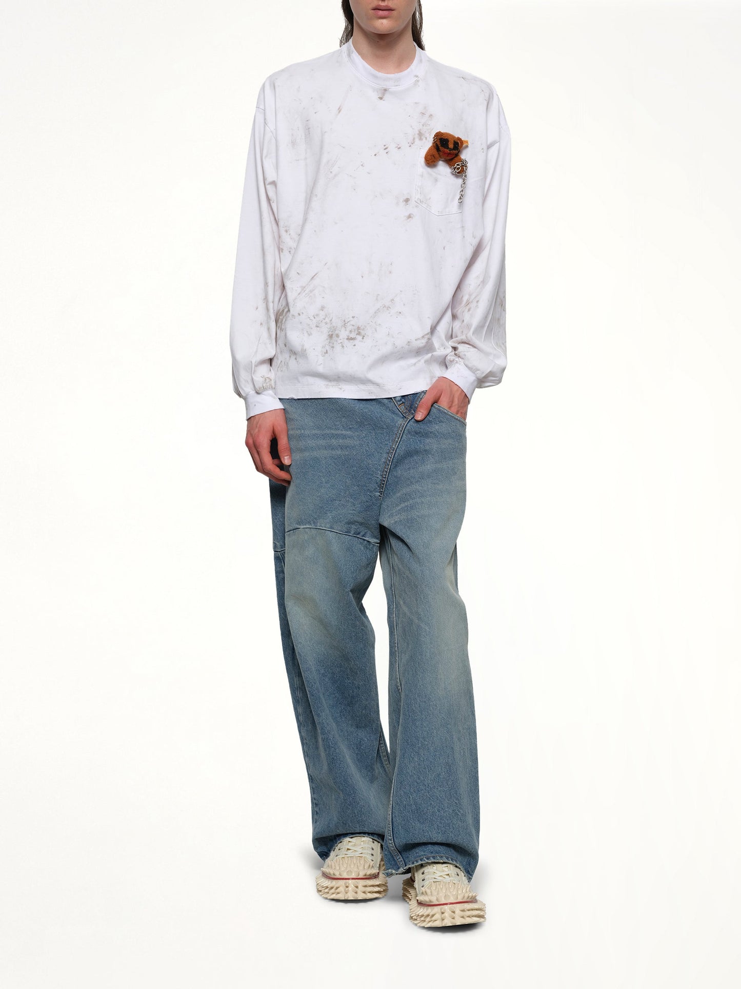DOUBLET Long Sleeve T-Shirt With Villain Bear (White)