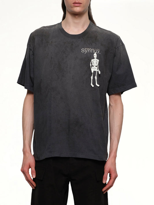 Image of a model wearing Tops. Productname: DOUBLET Waste-Reducing Algorithm T-Shirt in BLACK colour by brand - DOUBLET