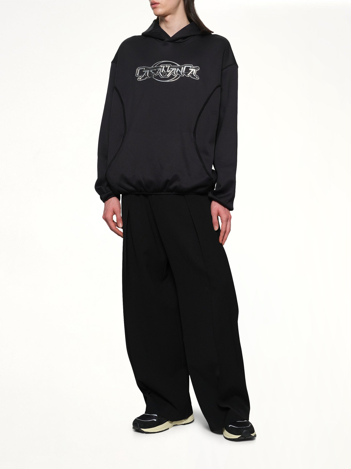 CASABLANCA Oversized Panelled Hoodie (Black)