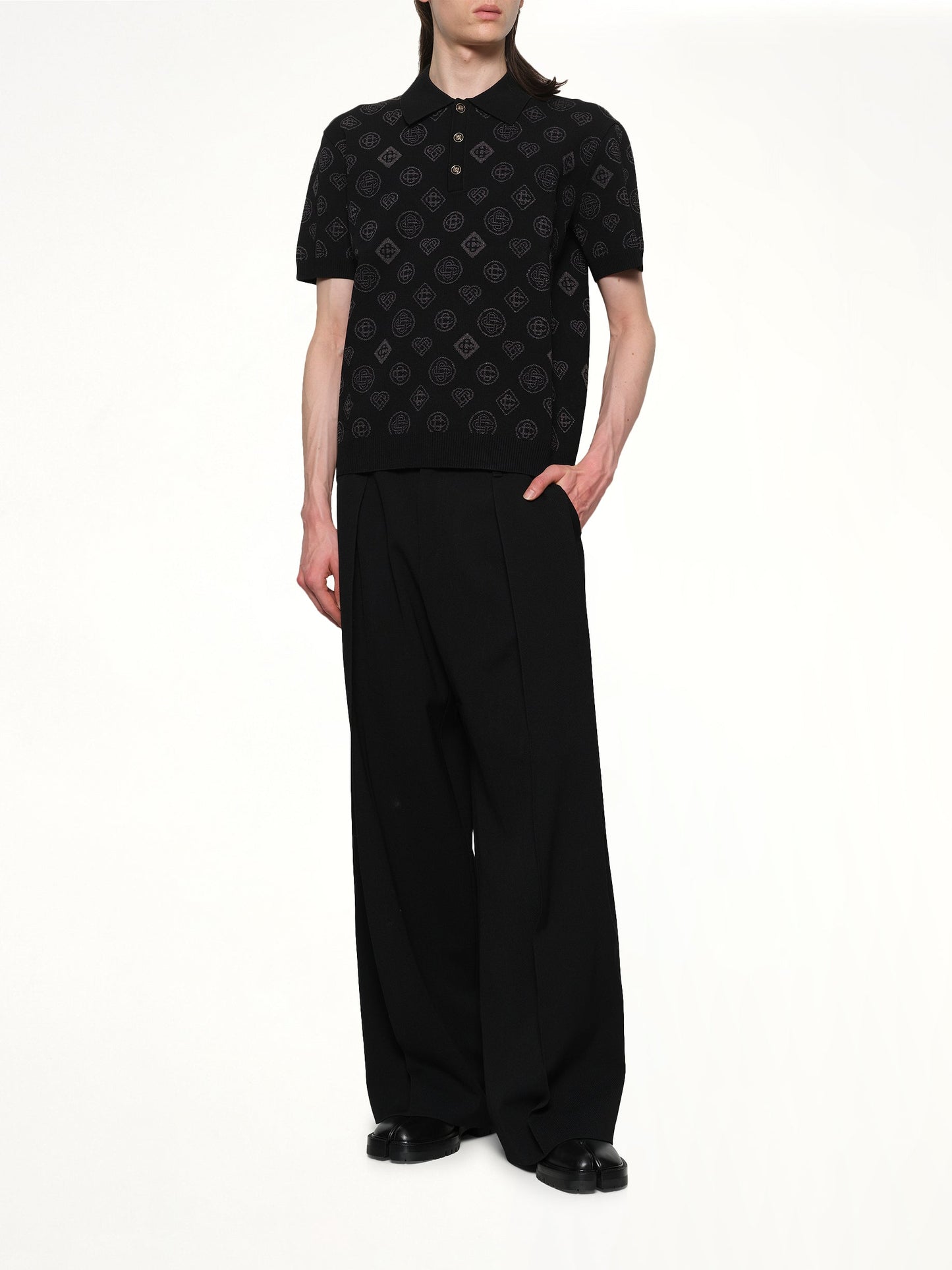 CASABLANCA City Jacquard Polo (Black)