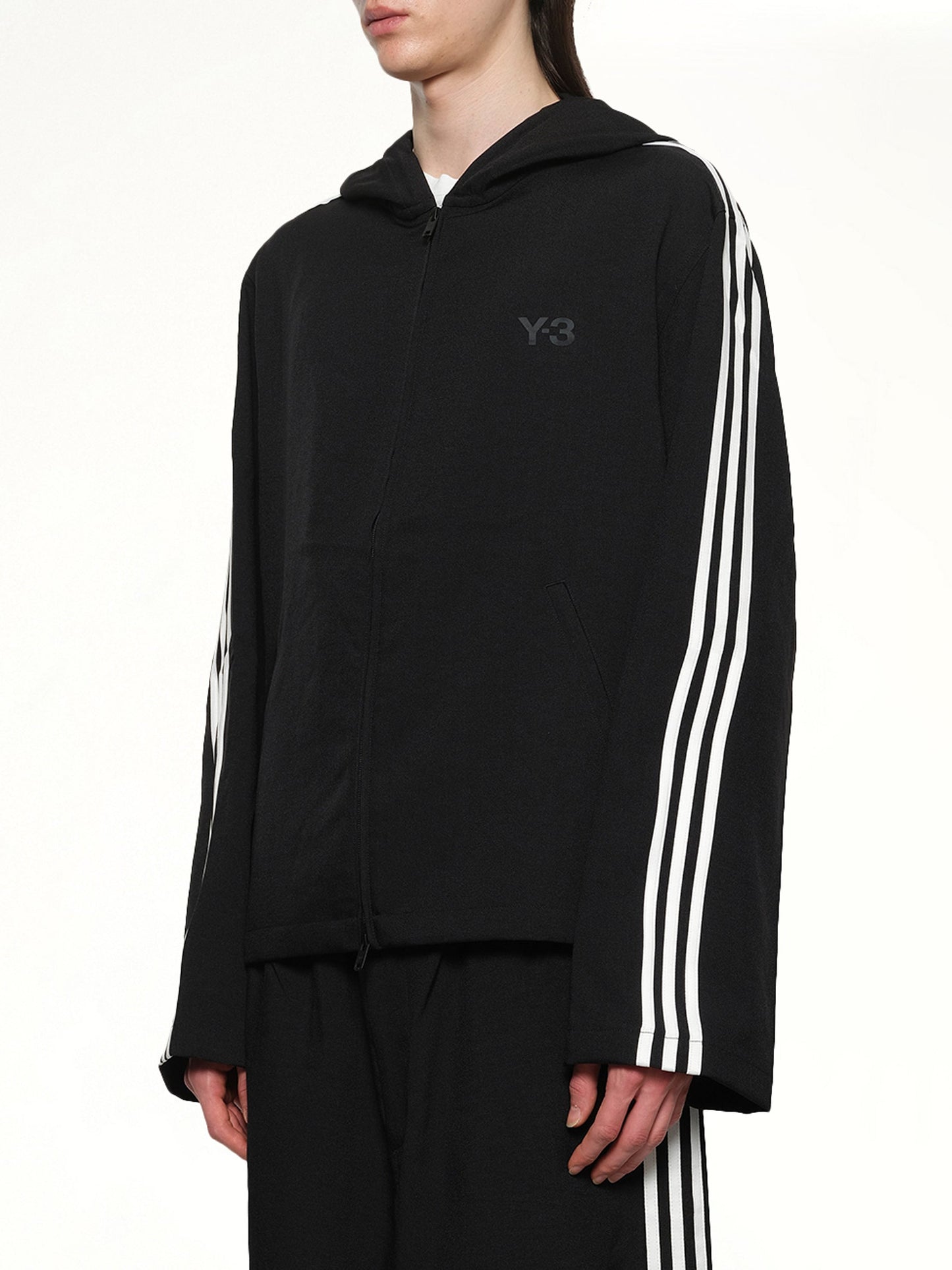 Y-3 Hooded Track Top 3-Stripes (Black)