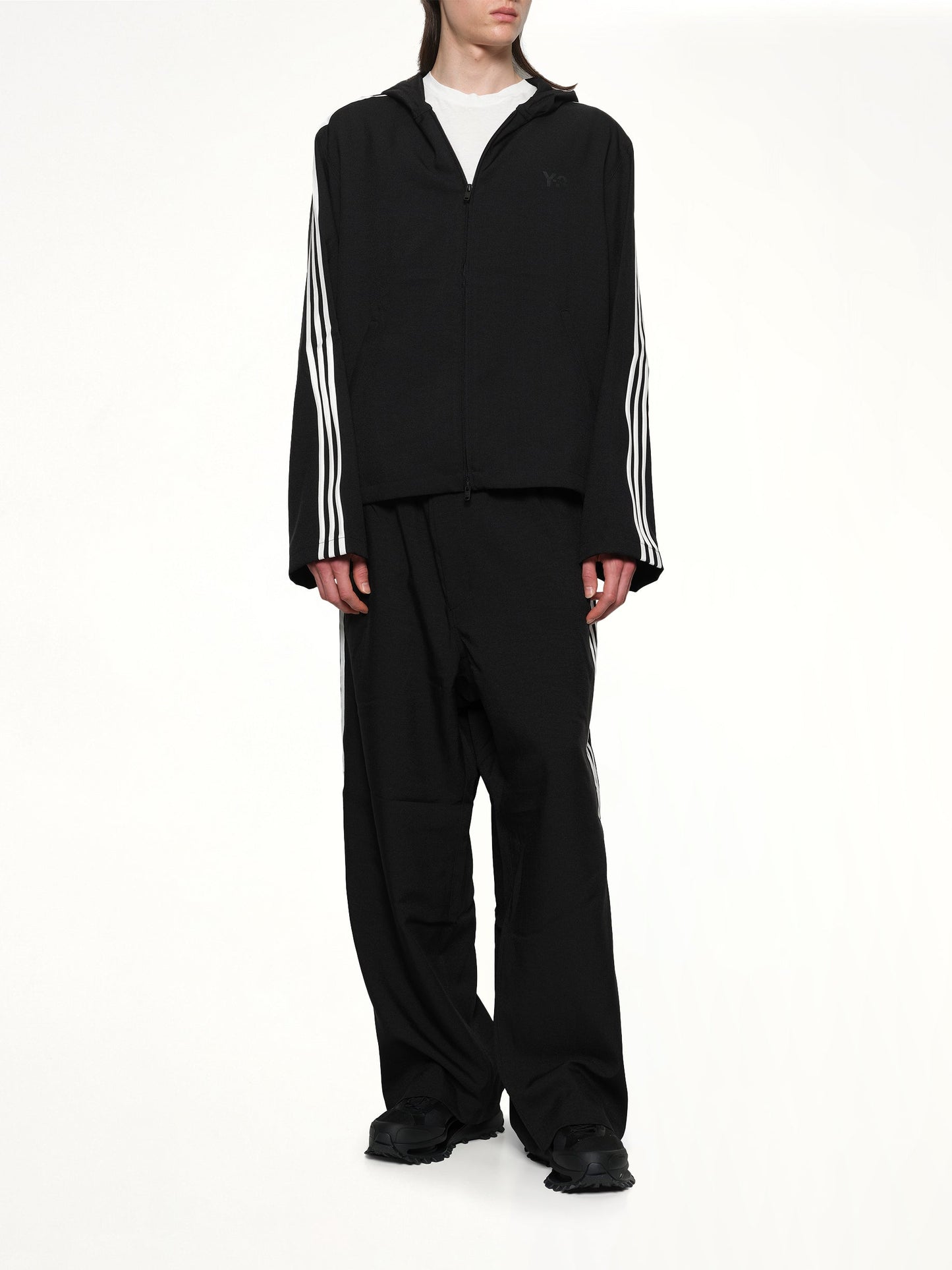 Y-3 Hooded Track Top 3-Stripes (Black)
