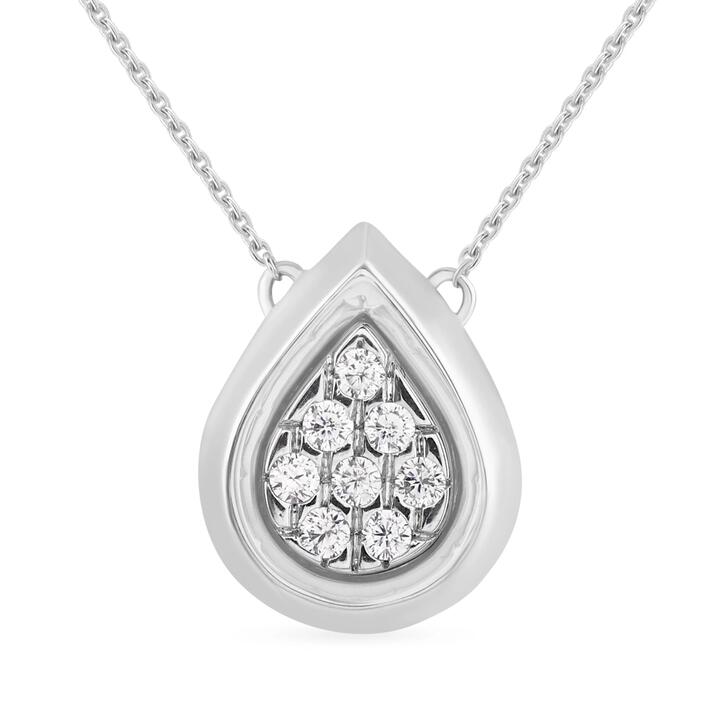Image of Charms. Product name - Bezel Set Pear Shaped Slider Necklace with 0.10tw of Diamonds in Sterling Silver in colour by brand - Bevilles