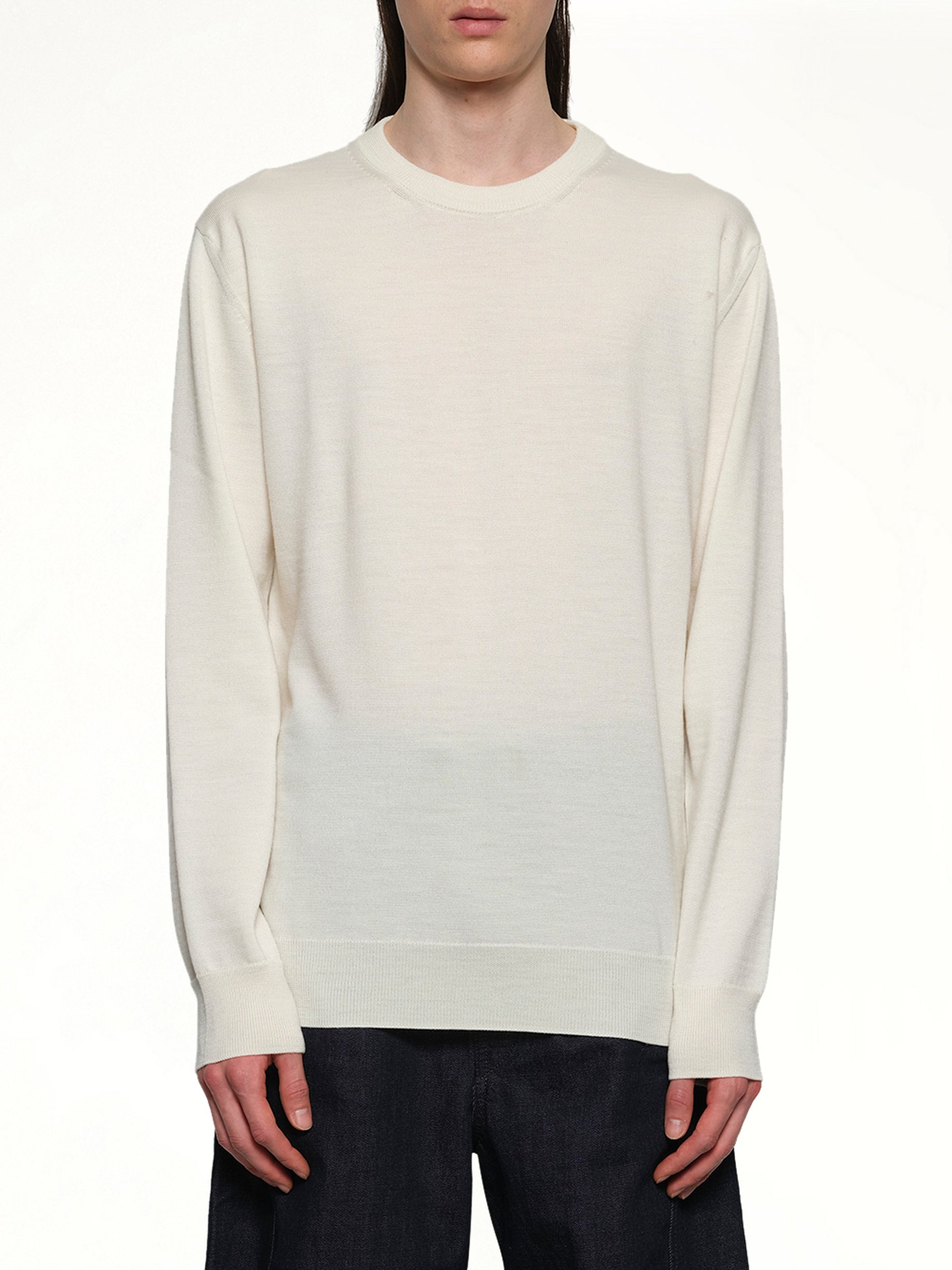 Image of a model wearing Outerwear. Productname: JIL SANDER Heavy Weight Merino Wool in NATURAL colour by brand - JIL SANDER