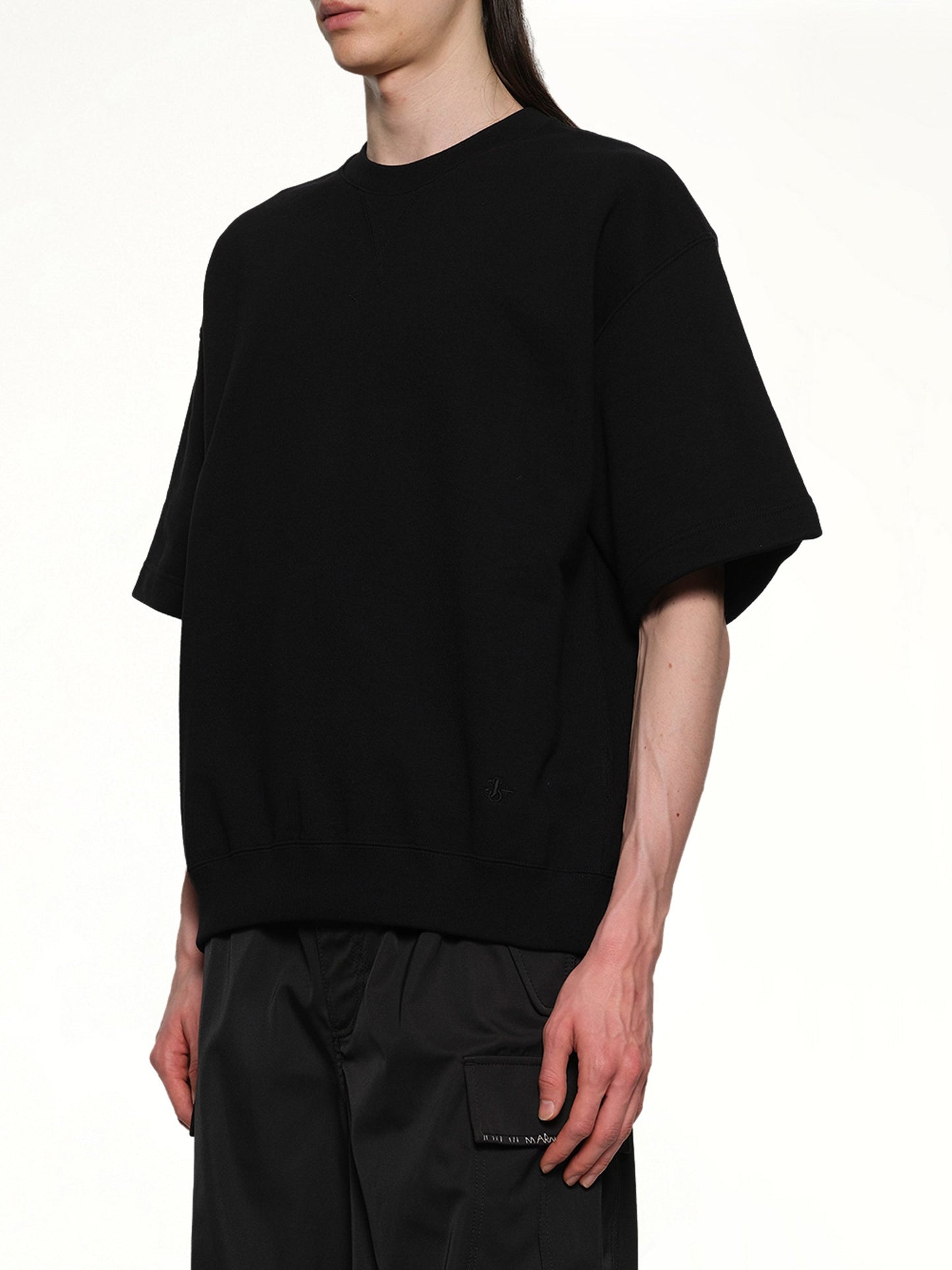 JIL SANDER Crewneck Short Sleeve Sweatshirt (Black)