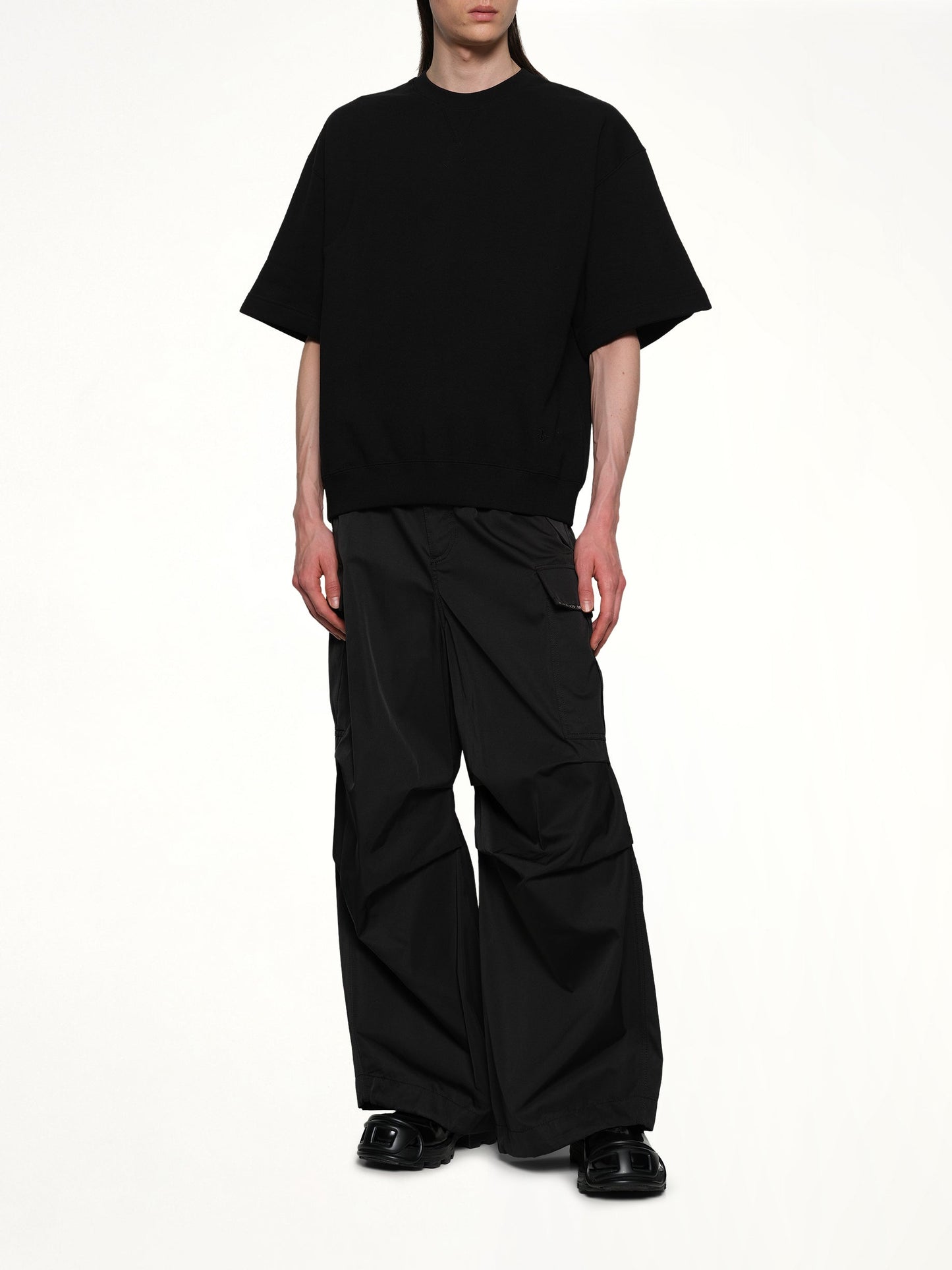 JIL SANDER Crewneck Short Sleeve Sweatshirt (Black)