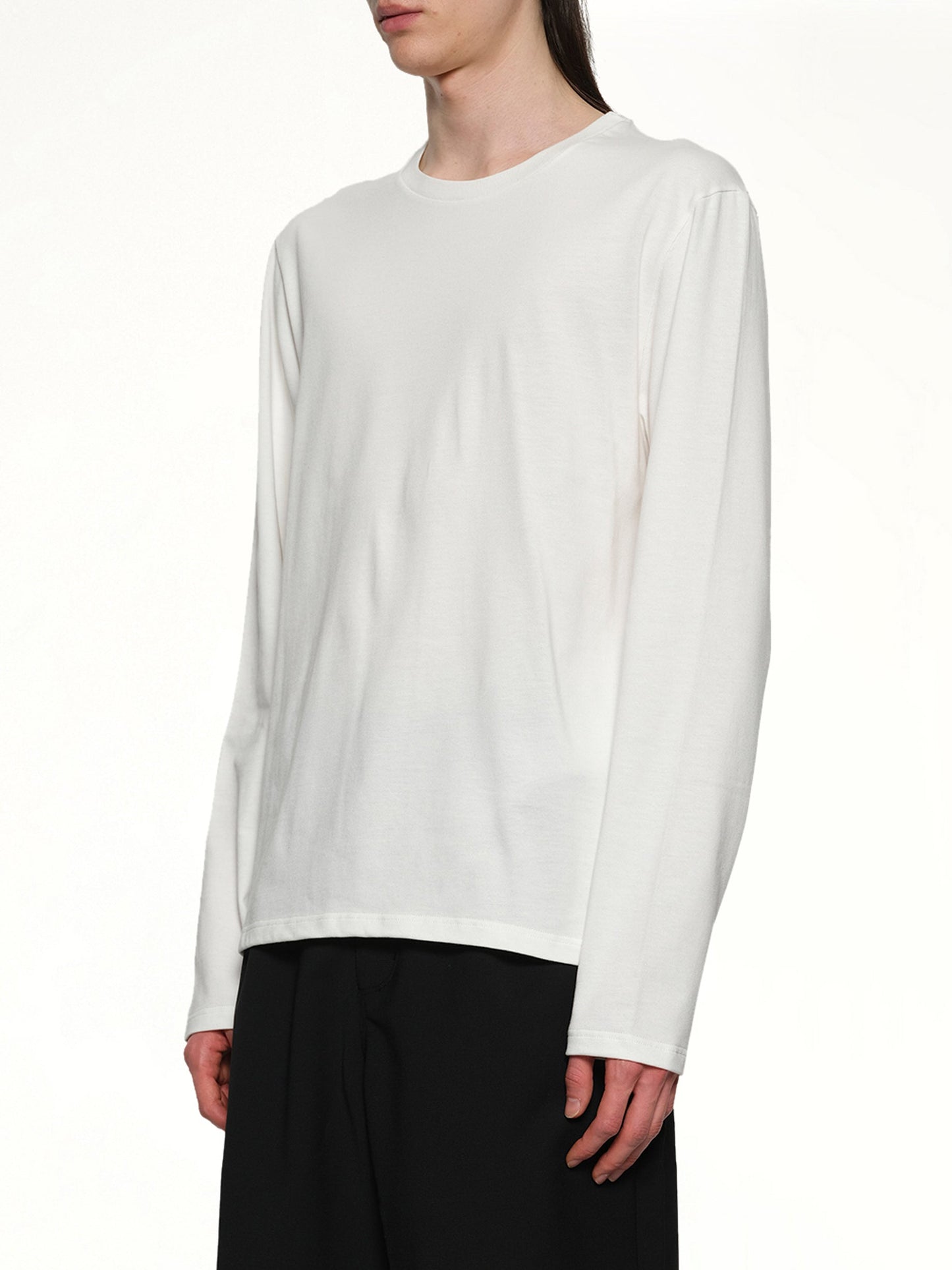 JIL SANDER Leather Patch Long Sleeve T-Shirt (Porcelain)