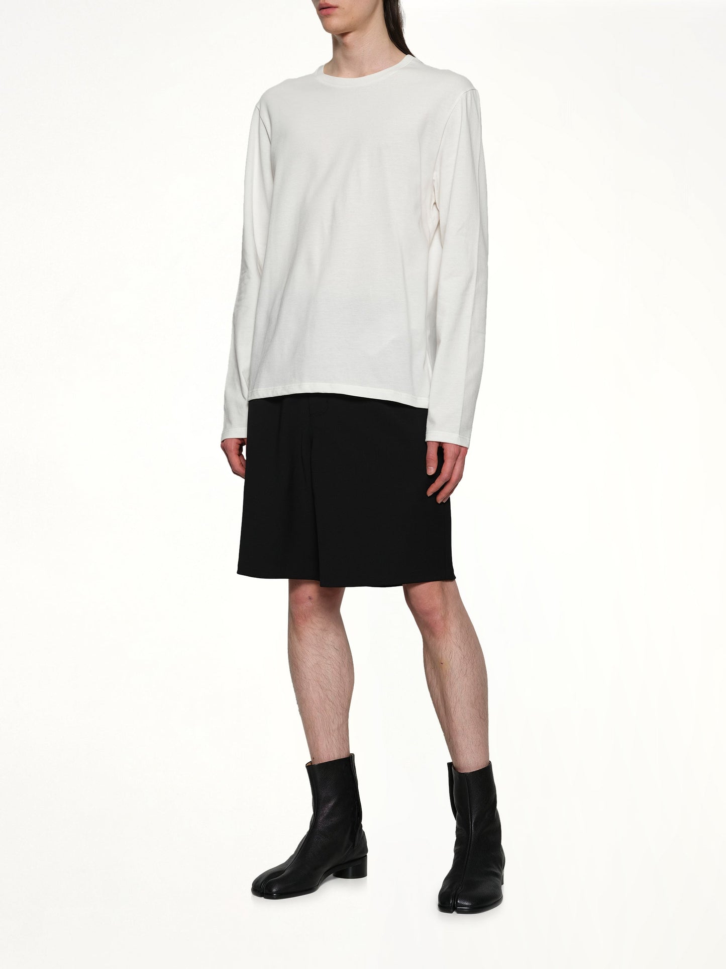 JIL SANDER Leather Patch Long Sleeve T-Shirt (Porcelain)