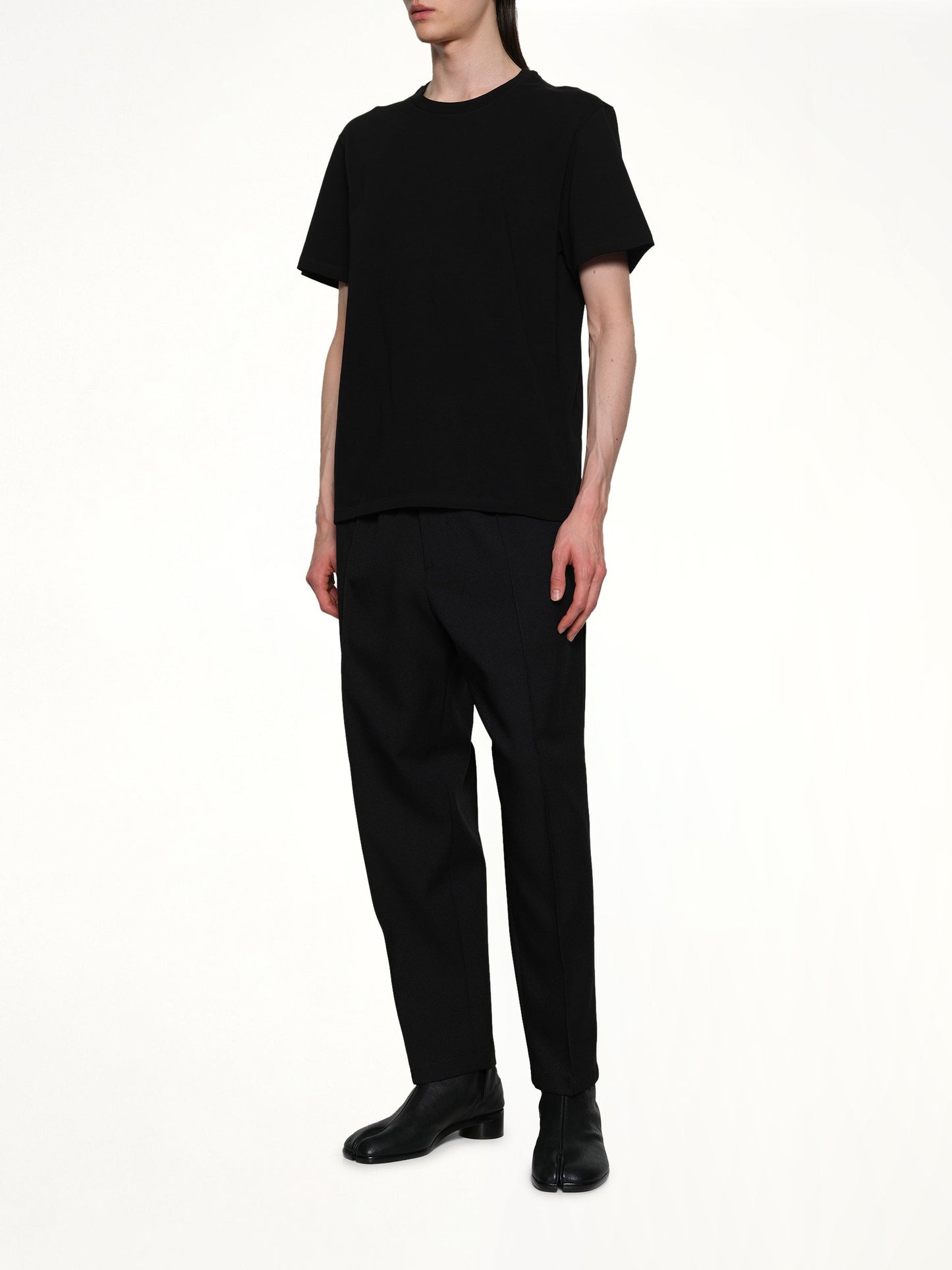 JIL SANDER Leather Patch T-Shirt (Black)