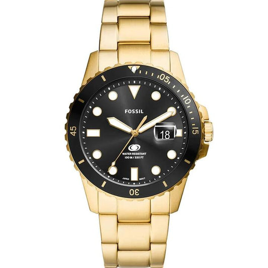 Image of Watches. Productname: Fossil Blue Dive Three-Hand Date Gold-Tone Stainless Steel Watch FS6035 in Watch colour by brand - Fossil