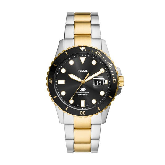 Image of Watches. Productname: Fossil Blue Dive Three-Hand Date Two-Tone Stainless Steel Watch FS6031 in Watch colour by brand - Fossil