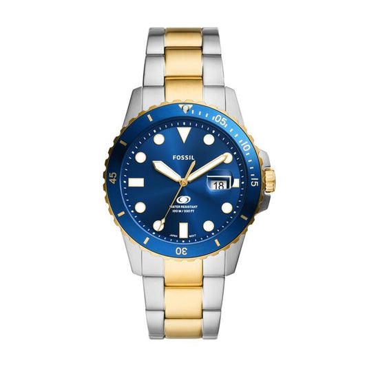 Image of Watches. Productname: Fossil Blue Dive Three-Hand Date Two-Tone Stainless Steel Watch FS6034 in Watch colour by brand - Fossil