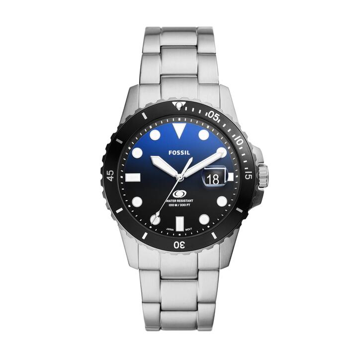 Image of Watches. Productname: Fossil Blue Dive Three-Hand Date Stainless Steel Watch FS6038 in Watch colour by brand - Fossil
