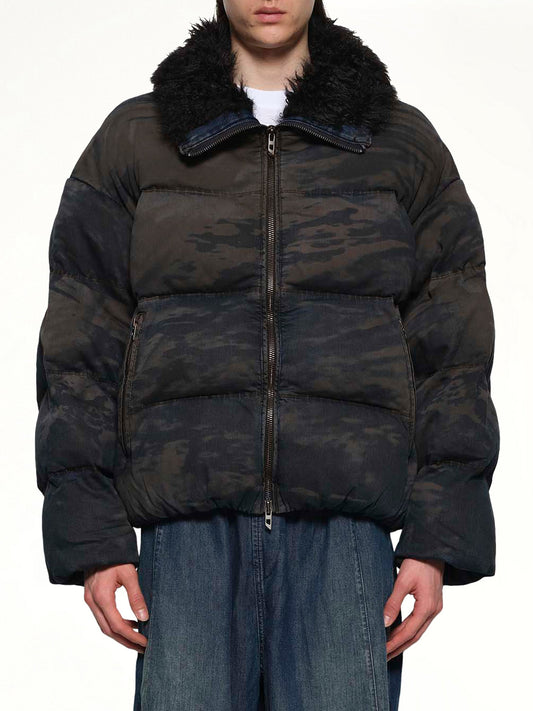 Image of Coats & Jackets. Productname: DIESEL W-JOHNS Shearling Down Jacket in Brown colour by brand - DIESEL