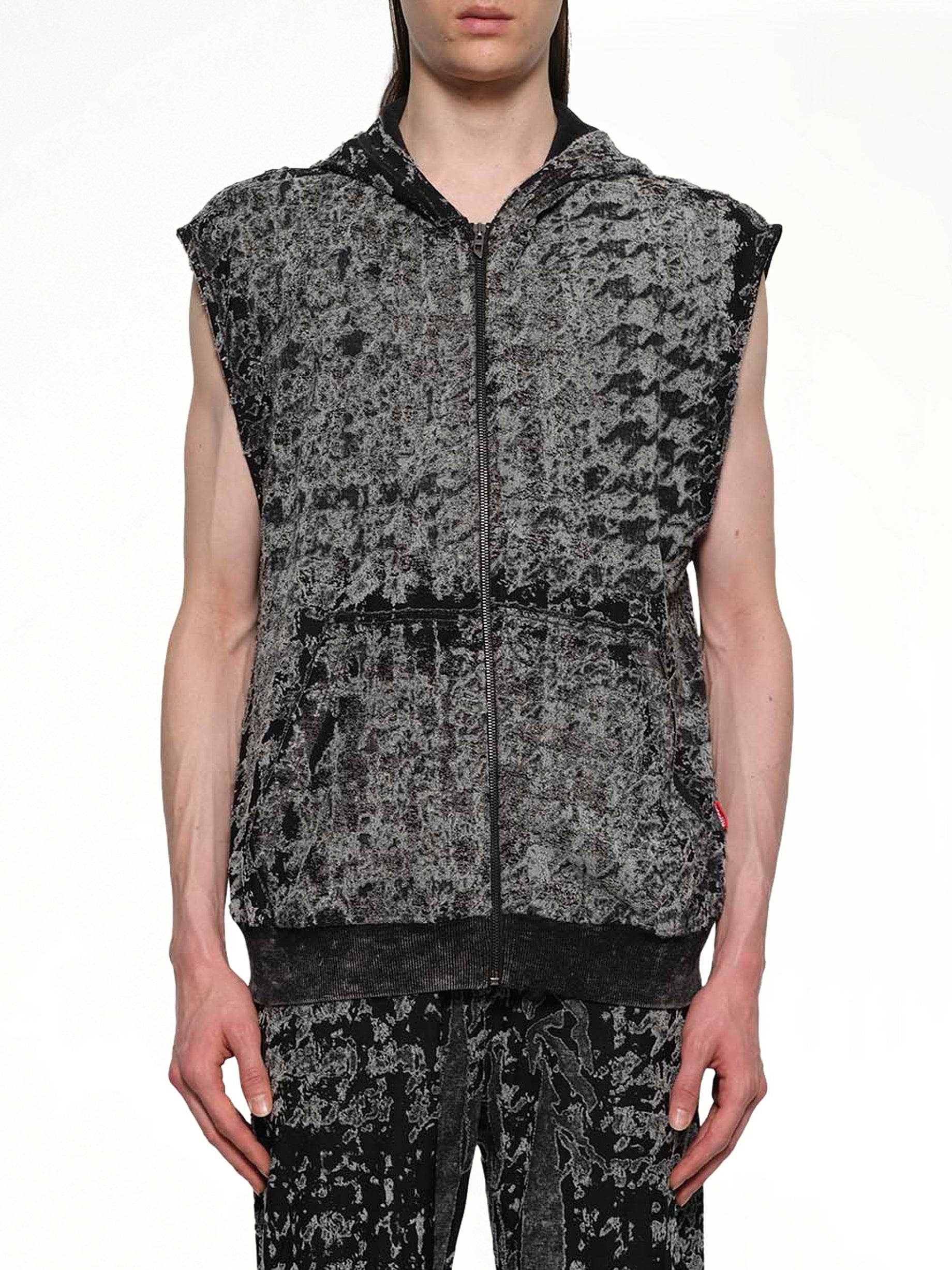 Image of a model wearing Outerwear. Productname: DIESEL S-MELCHOR SL Hoodie in Black colour by brand - DIESEL