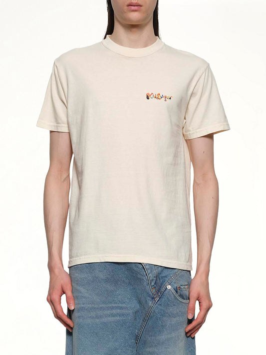 Image of a model wearing Tops. Productname: KID SUPER Simple T-Shirt in Ivory colour by brand - KID SUPER