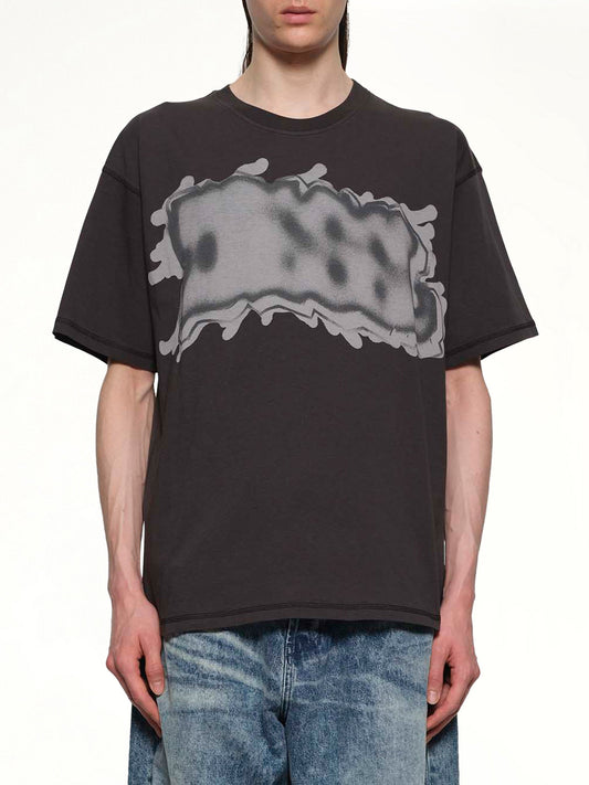 Image of a model wearing Tops. Productname: DIESEL T-LEONARD-IHBJ T-Shirt in Grey colour by brand - DIESEL