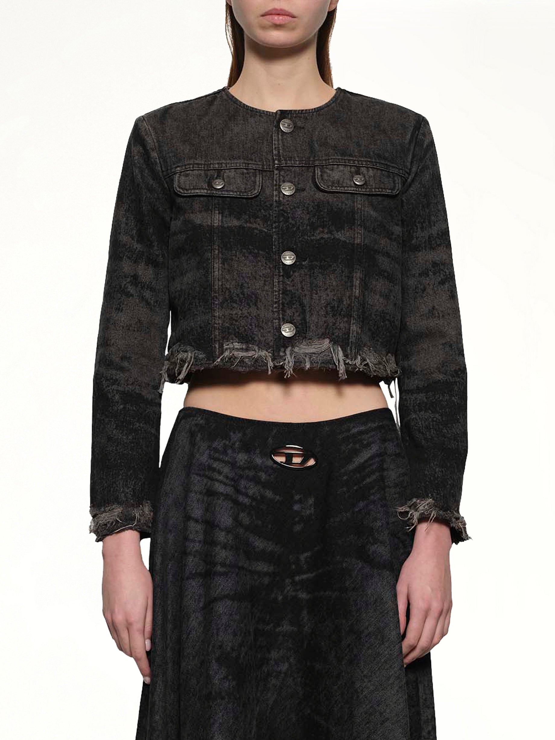 Image of Coats & Jackets. Productname: DIESEL DE-GRAFFY-FSH Denim Jacket in Black colour by brand - DIESEL