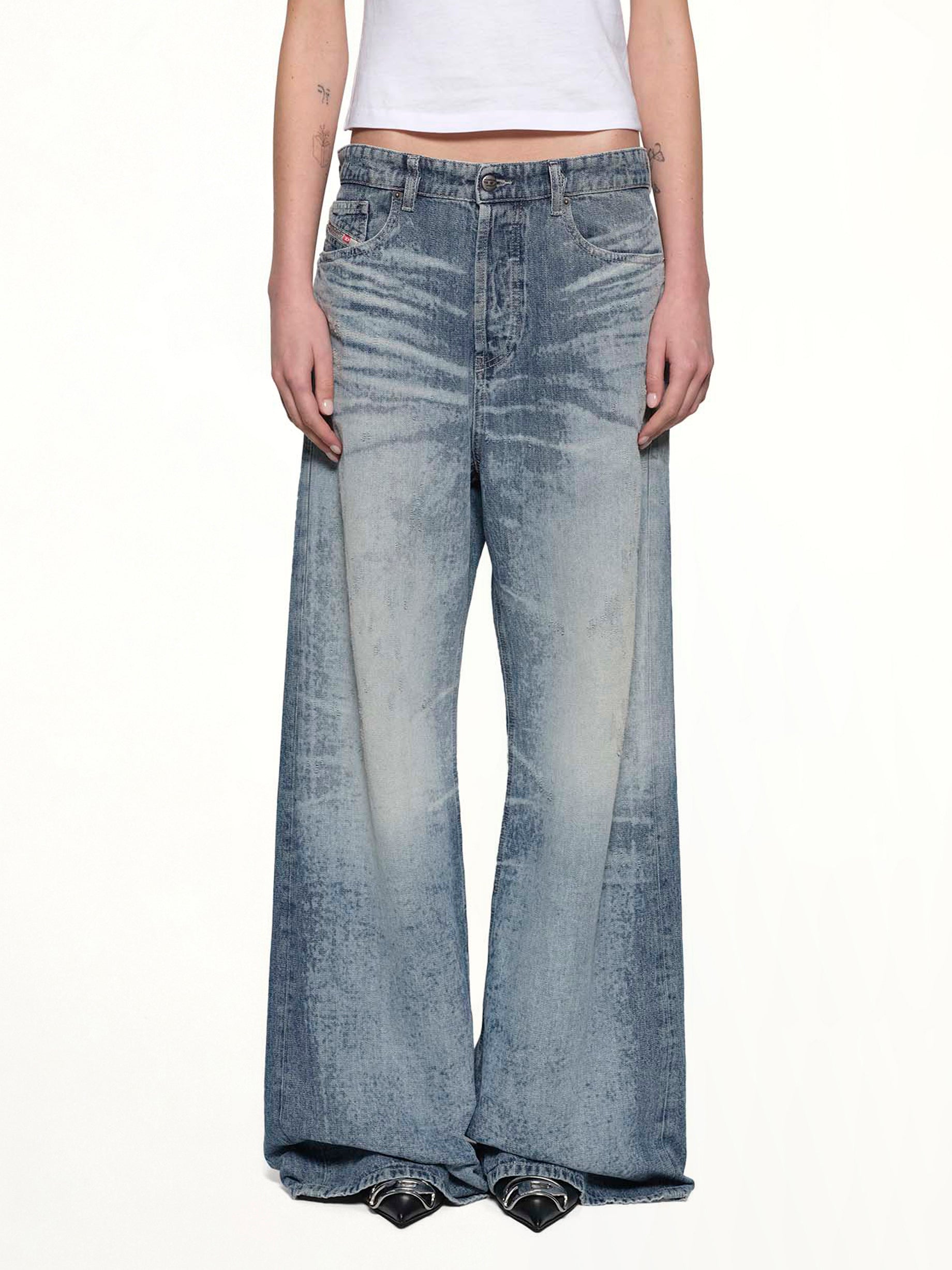 Image of Jeans. Productname: DIESEL 1996 D-SIRE-FSH Wide Jeans in Blue colour by brand - DIESEL