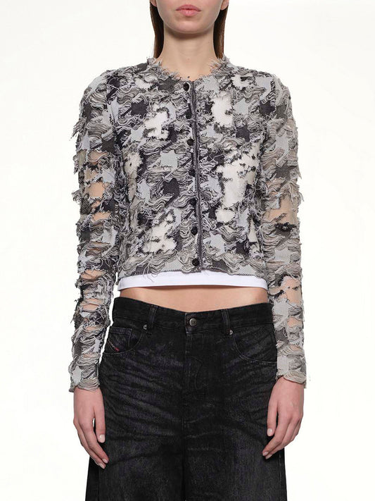 Image of a model wearing Outerwear. Productname: DIESEL M-SIBYLLA Runway Cardigan in Multicolour colour by brand - DIESEL
