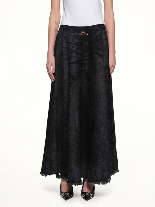 Image of a model wearing Skirts. Productname: DIESEL DE-HANNIE-FSH Denim Skirt in Black colour by brand - DIESEL
