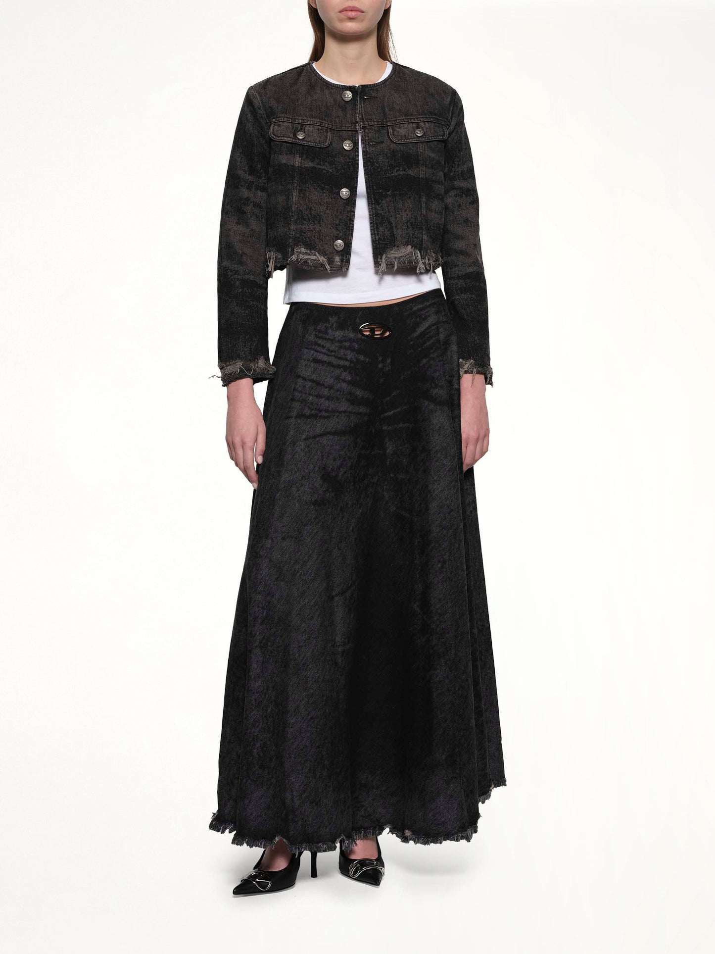 DIESEL DE-HANNIE-FSH Denim Skirt (Black)