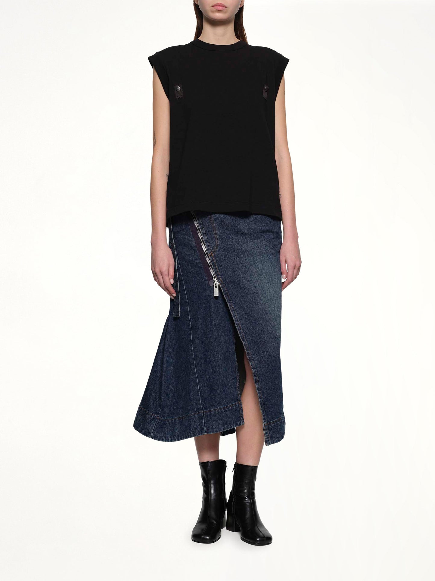 SACAI Side Zip Denim Skirt (Blue)