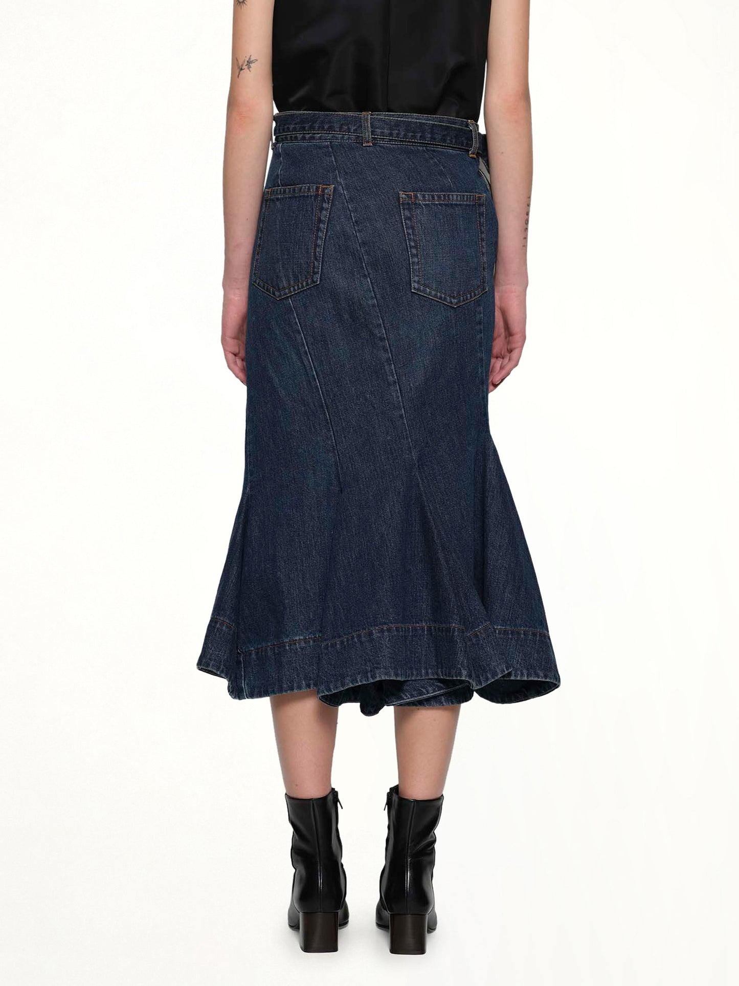SACAI Side Zip Denim Skirt (Blue)