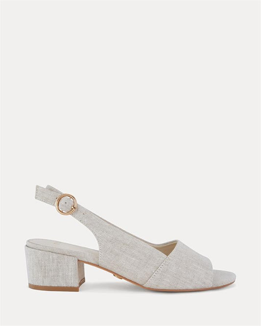 Image of Sandals. Product name - Urlando Women's Strappy Low Heel LINEN Novo Sandals in Linen colour by brand - NOVO