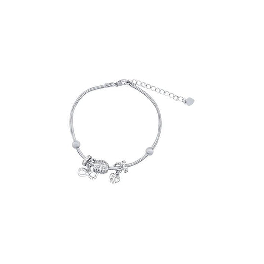 Image of Bracelets. Product name - 21cm Heart Infinity Charm Bracelet in Sterling Silver in colour by brand - Bevilles