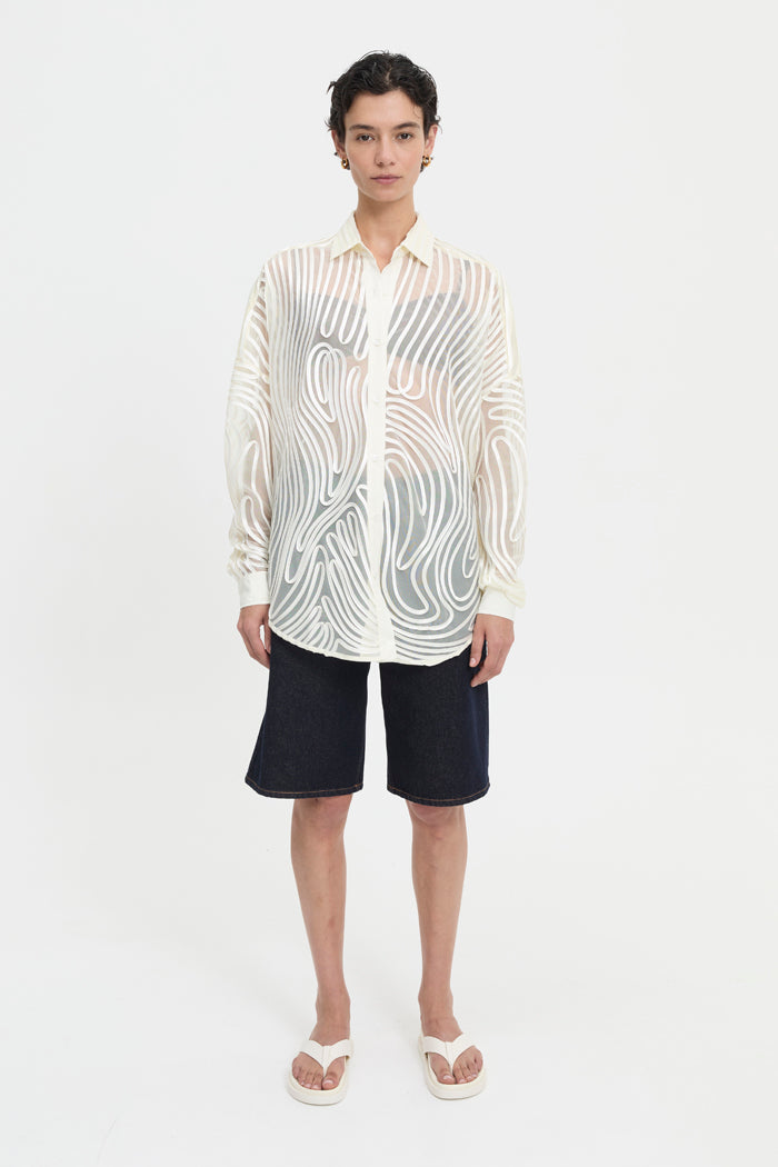 Image of Shirts. Product name - Mecah Shirt Cream in Cream colour by brand - Blanca Studio