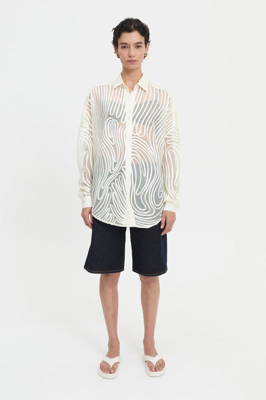 Image of Shirts. Product name - Mecah Shirt Cream in Cream colour by brand - Blanca Studio