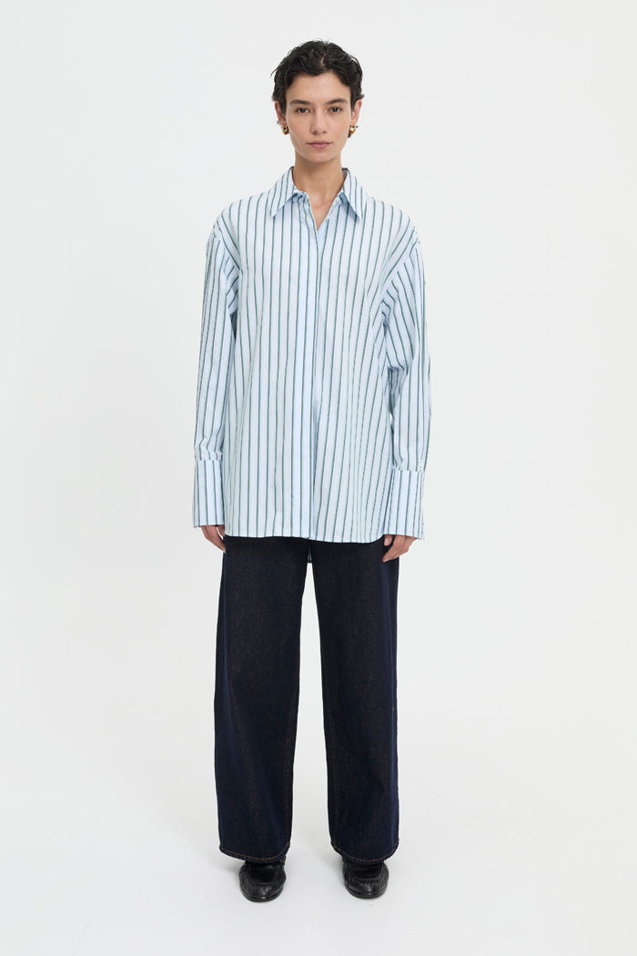 Image of Shirts. Product name - Chima Shirt Blue in Blue colour by brand - Blanca Studio