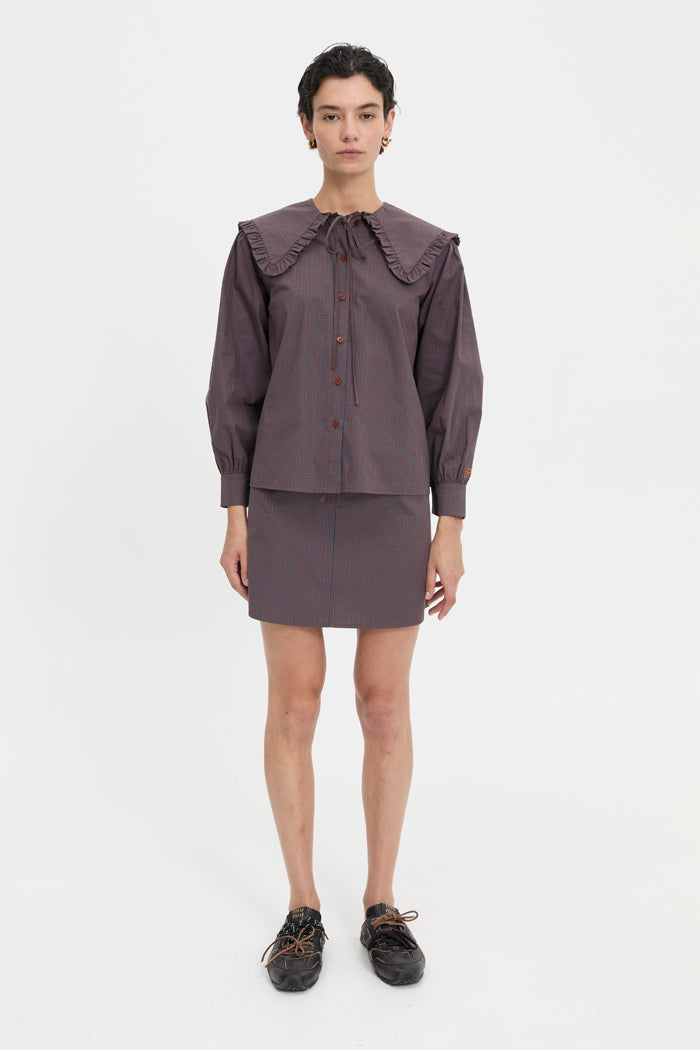Image of Shirts. Product name - Maja Shirt Coffee in Coffee colour by brand - Blanca Studio