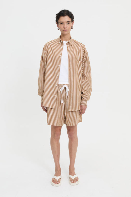 Image of Shirts. Product name - Nate Shirt Brown in Brown colour by brand - Blanca Studio