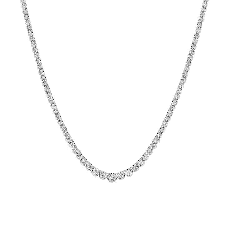 Image of Necklaces. Productname: Mirage Brilliant Tennis Necklace with 3.00tw of Laboratory-Grown Diamonds in Sterling Silver and Platinum in Diamond colour by brand - Bevilles