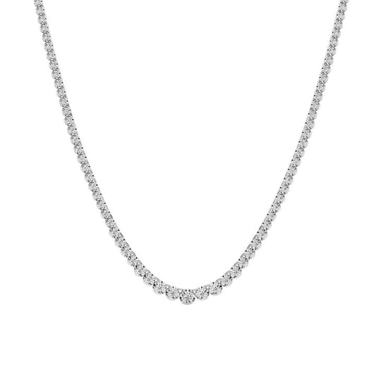 Image of Charms. Product name - Mirage Brilliant Tennis Necklace with 3.00tw of Laboratory-Grown Diamonds in Sterling Silver and Platinum in colour by brand - Bevilles