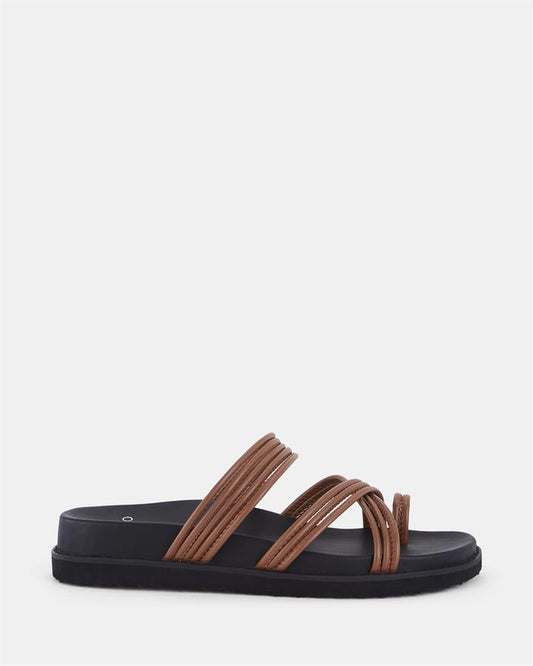 Image of Sandals. Product name - Salice Women's Thongs CARAMEL Novo Thongs in Caramel colour by brand - NOVO