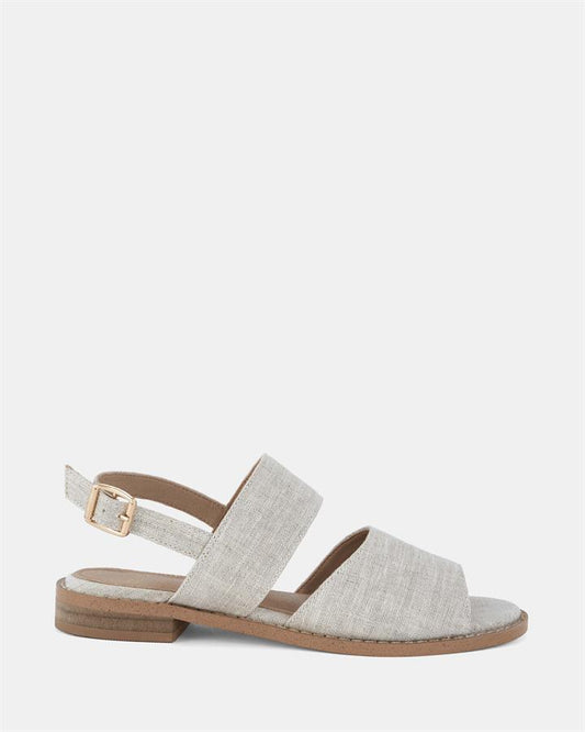 Image of Sandals. Product name - Tails Women's Strappy Flat LINEN Novo Sandals in Linen colour by brand - NOVO